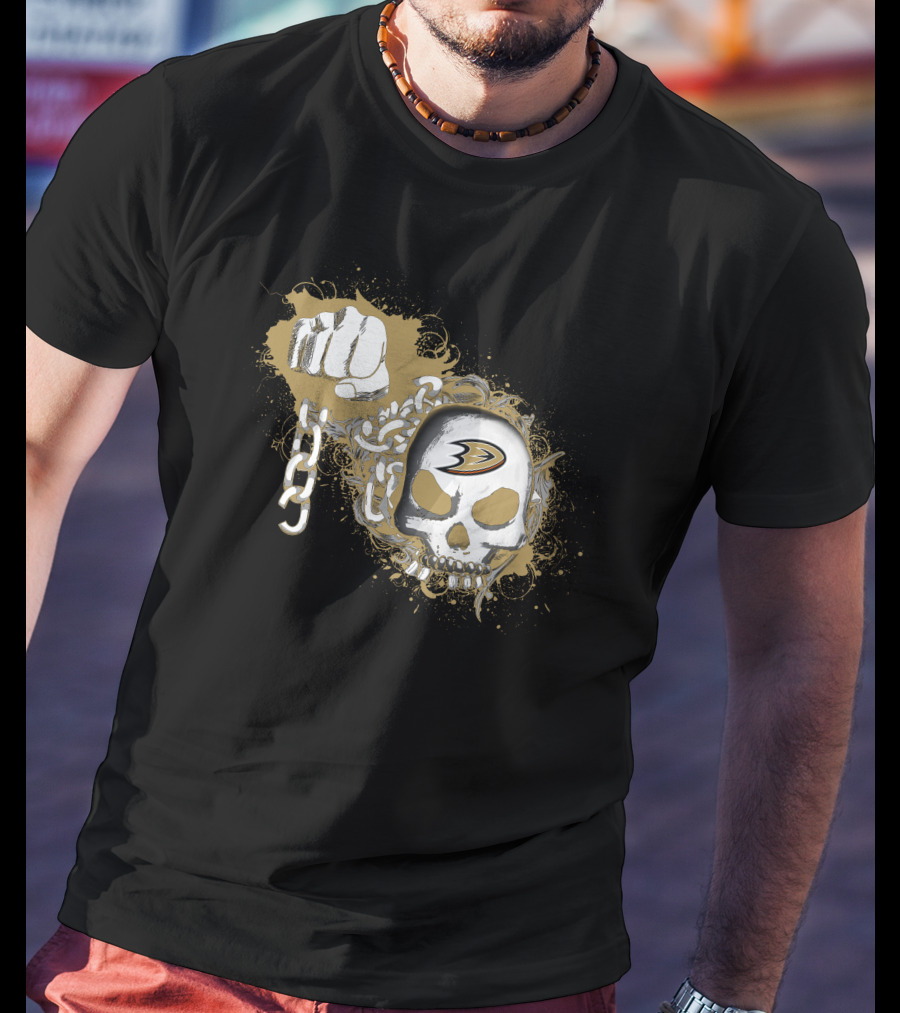 Anaheim Ducks Skull Fist Chain T-Shirt