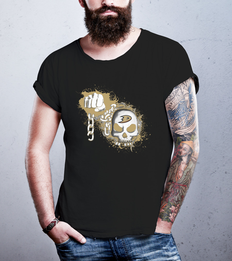 Anaheim Ducks Skull Fist Chain T-Shirt