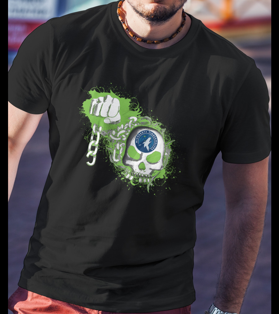 Minnesota Timberwolves Skull Fist And Chains T-Shirt