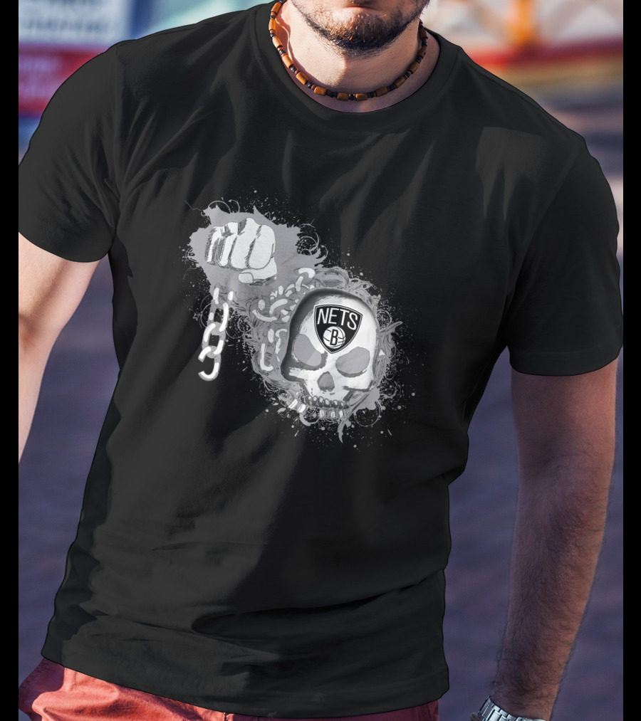 Brooklyn Nets Skull And Chains T-Shirt
