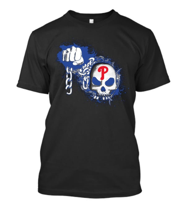 Philadelphia Phillies Skull And Fist Chain T-Shirt