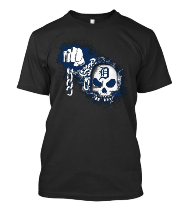 Detroit Tigers Skull Fist Chain T-Shirt