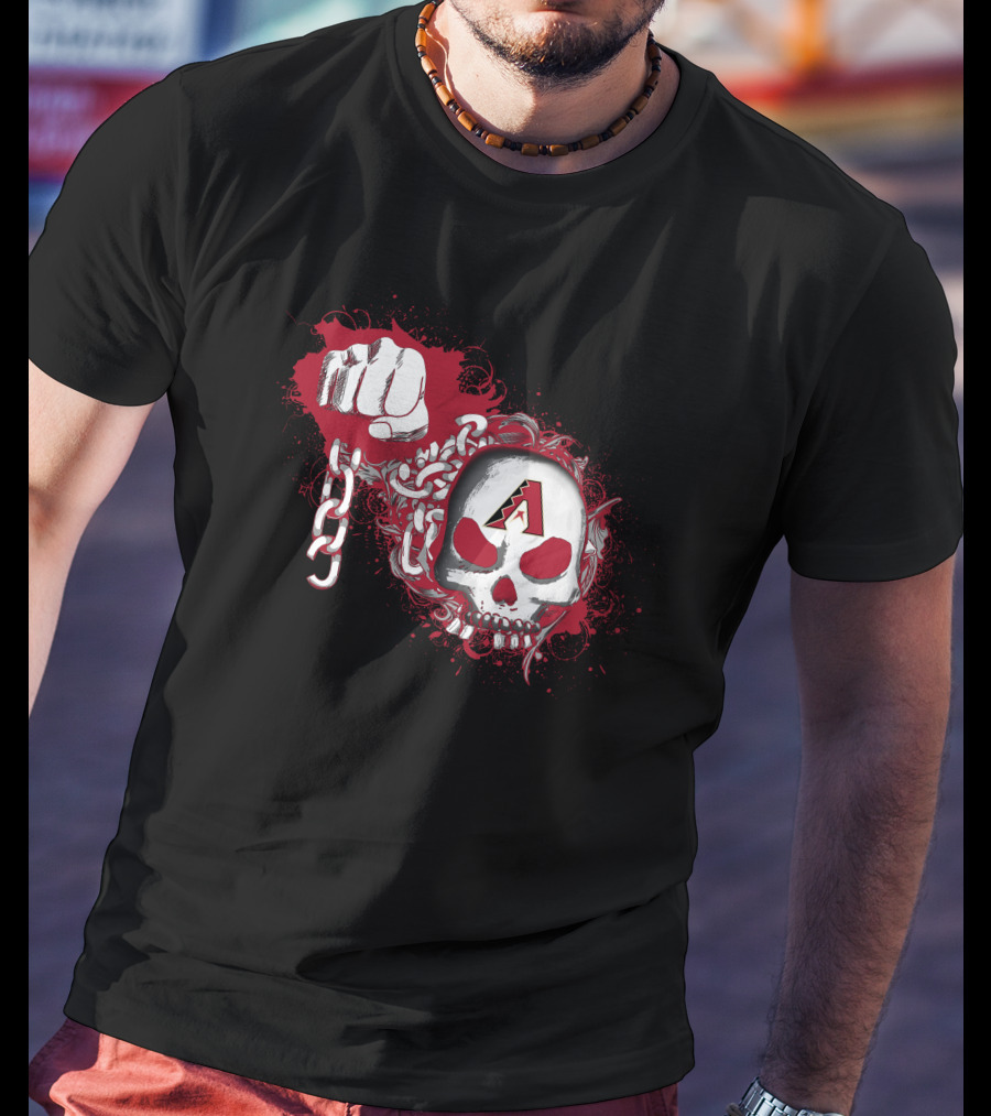 Arizona Diamondbacks Skull Chain Fist Art T-Shirt