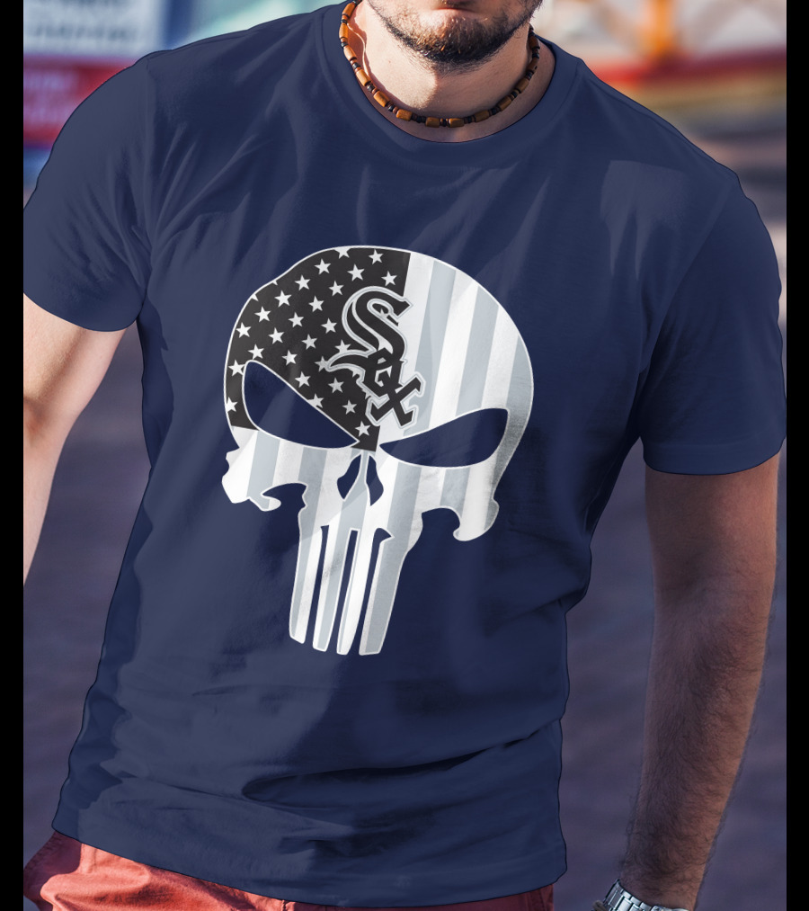 Chicago White Sox American Flag Punisher Skull T-Shirt