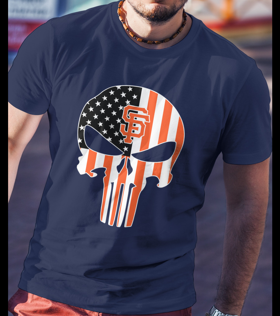 San Francisco Giants Punisher Skull American Flag T-Shirt