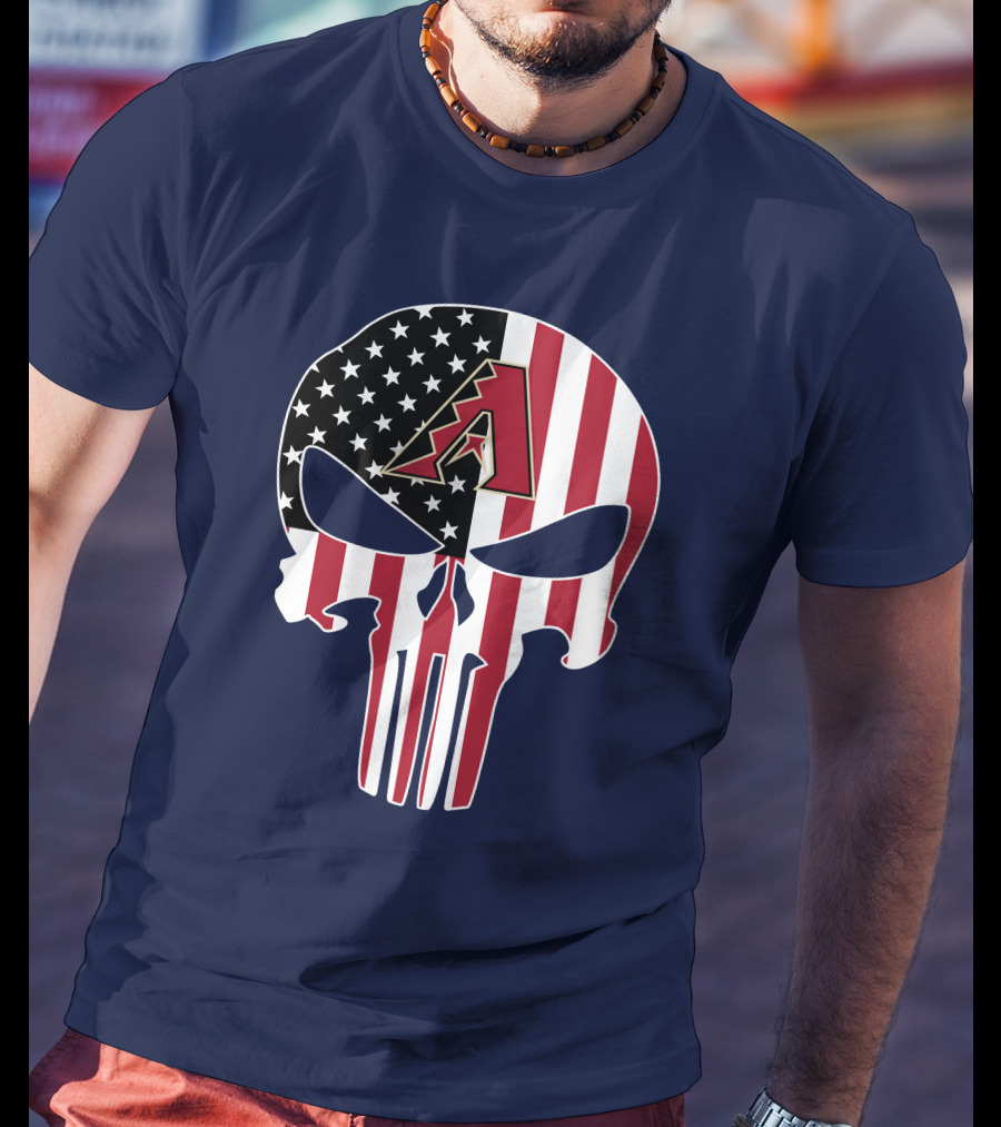 Arizona Diamondbacks Punisher American Flag Skull T-Shirt