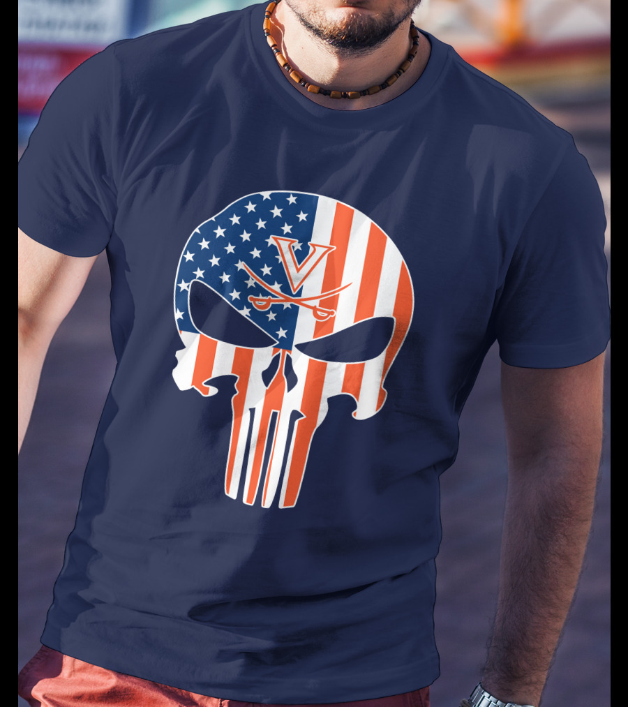 Virginia Cavaliers The Punisher American Flag T-Shirt