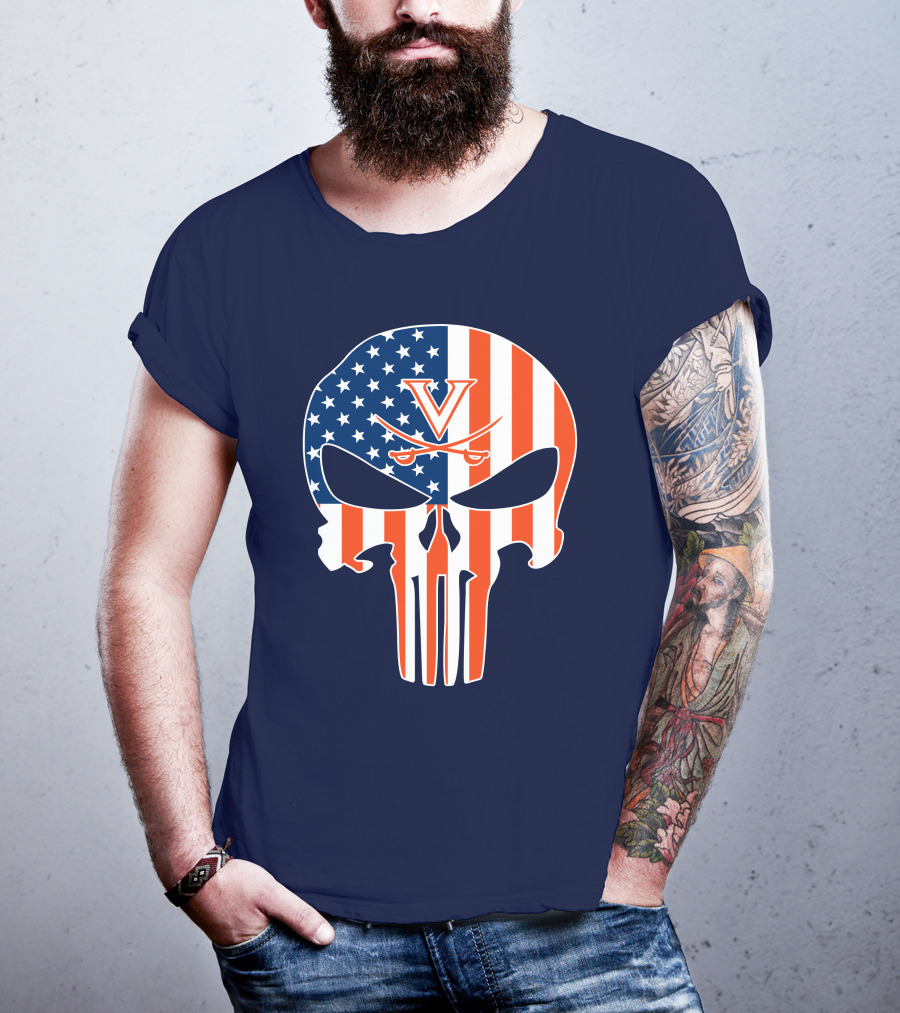 Virginia Cavaliers The Punisher American Flag T-Shirt