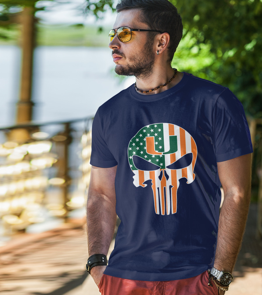 Miami Hurricanes American Flag U The Punisher T-Shirt