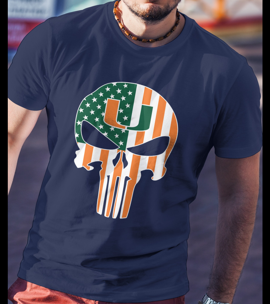 Miami Hurricanes American Flag U The Punisher T-Shirt