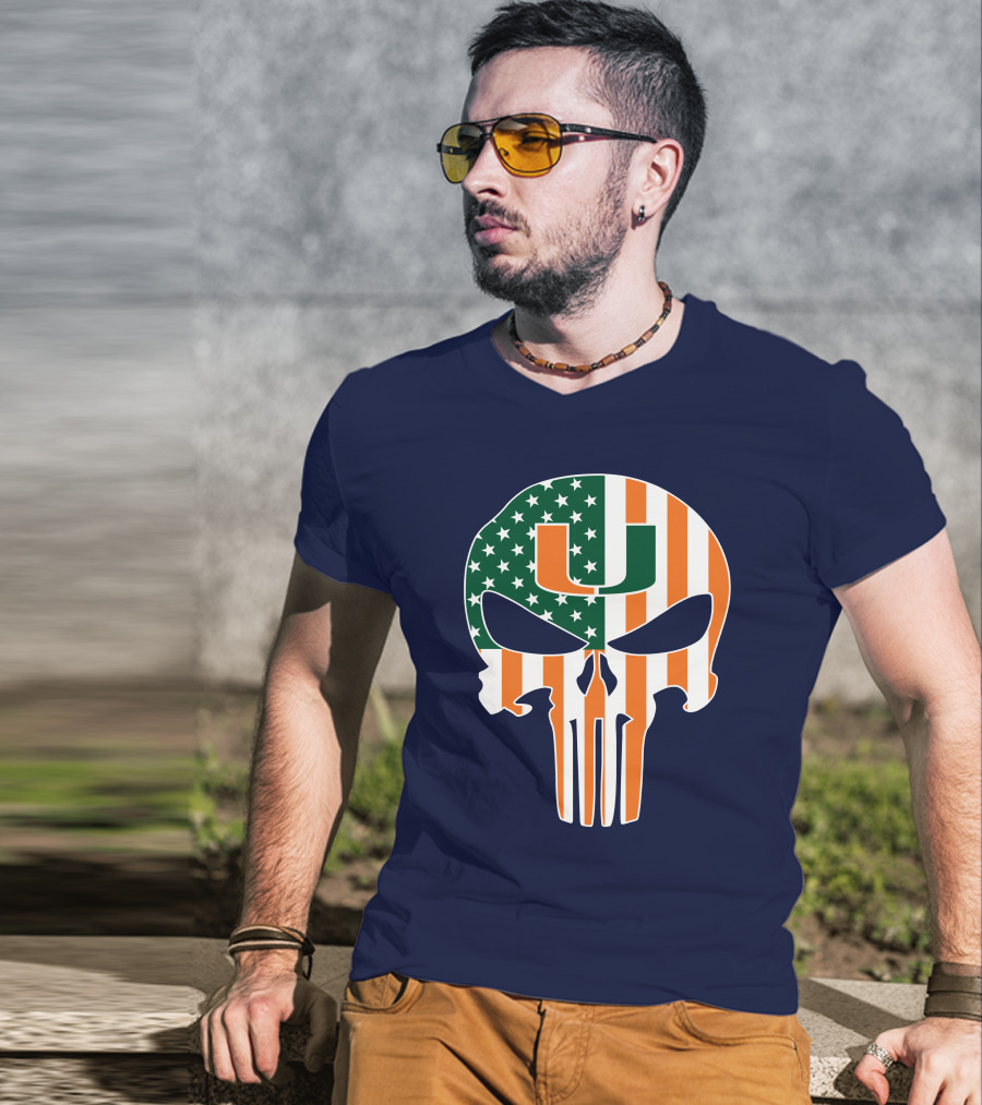 Miami Hurricanes American Flag U The Punisher T-Shirt