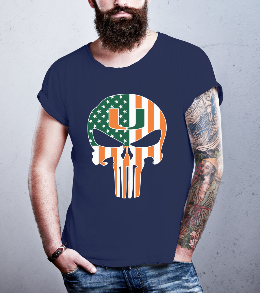Miami Hurricanes American Flag U The Punisher T-Shirt