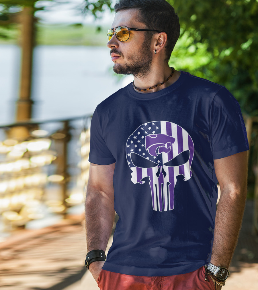 Kansas State Wildcats American Flag Punisher T-Shirt