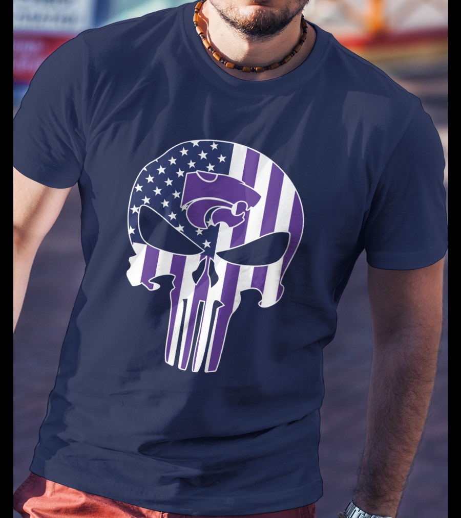 Kansas State Wildcats American Flag Punisher T-Shirt