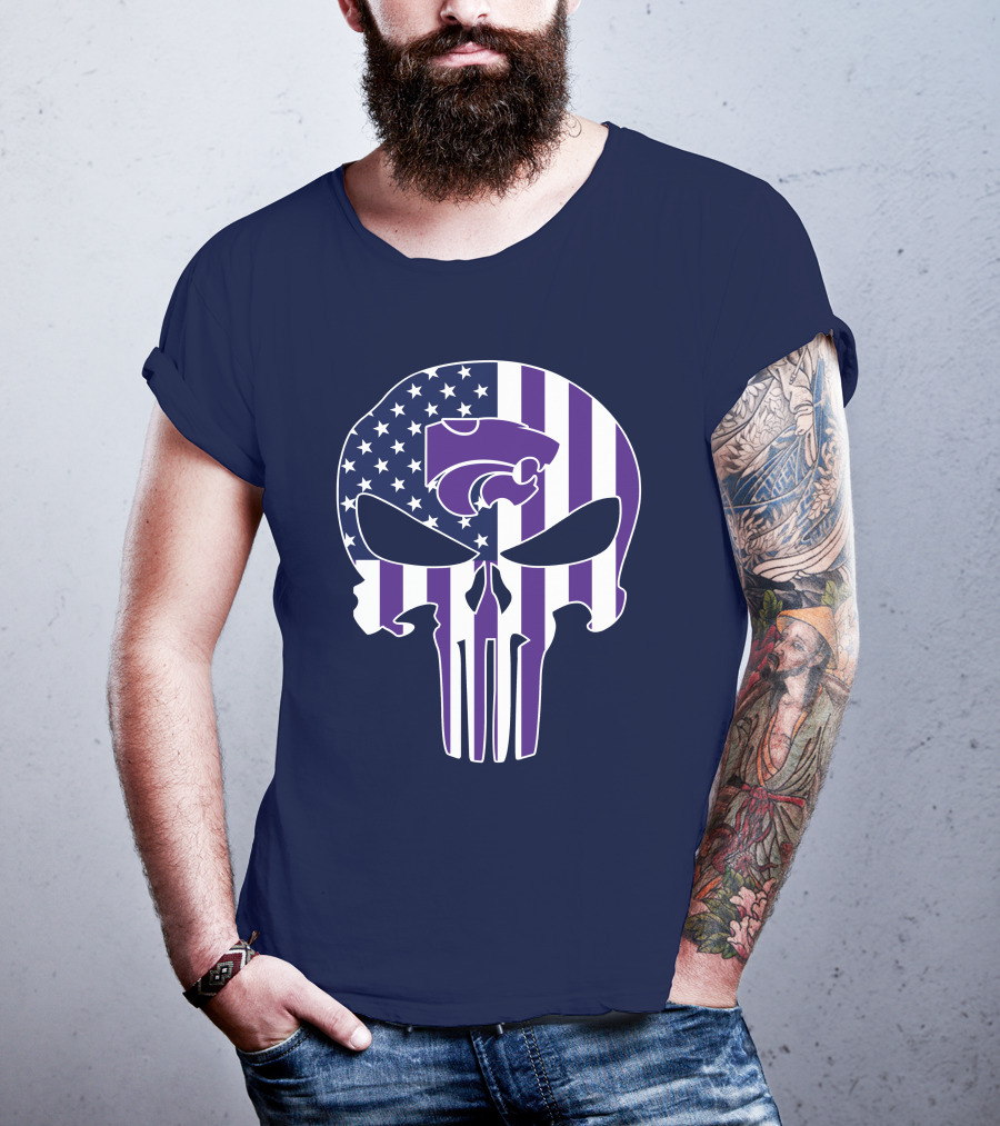 Kansas State Wildcats American Flag Punisher T-Shirt