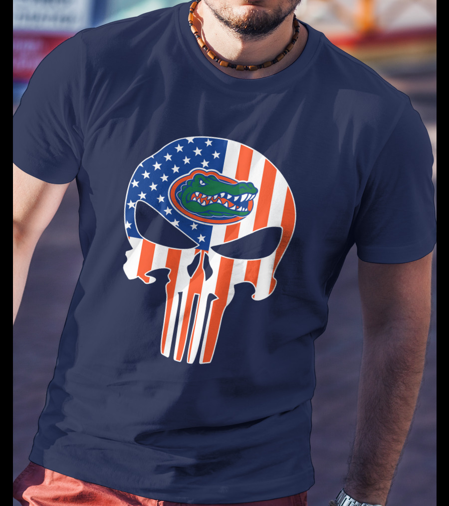 Florida Gators The Punisher American Flag Skull T-Shirt