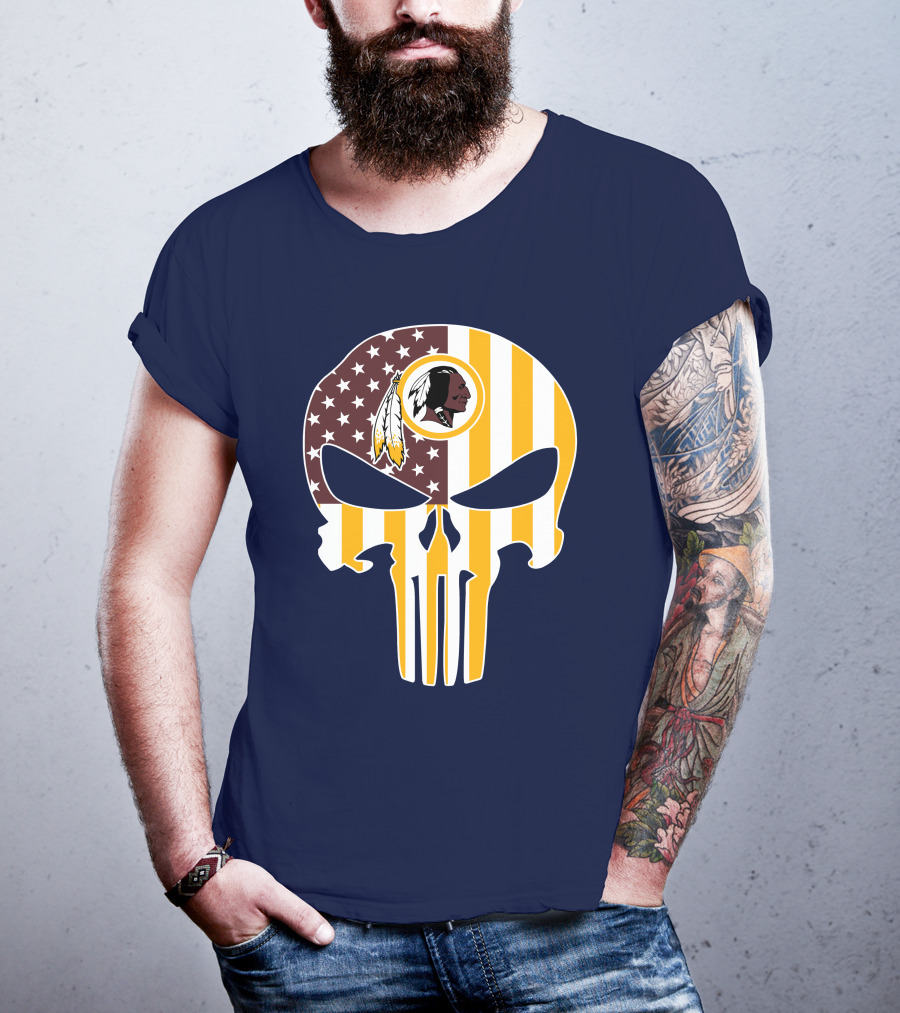 Washington Redskins Punisher Skull American Flag T-Shirt