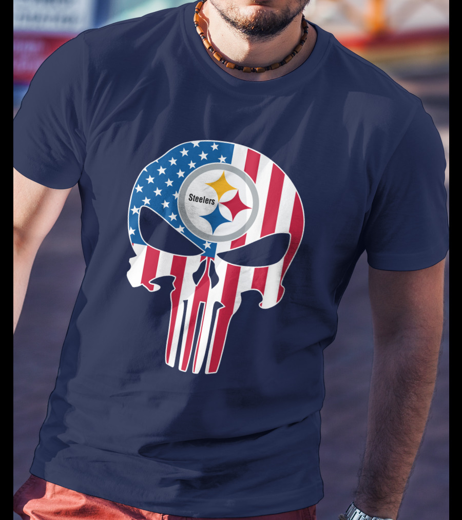 Pittsburgh Steelers The Punisher American Flag T-Shirt