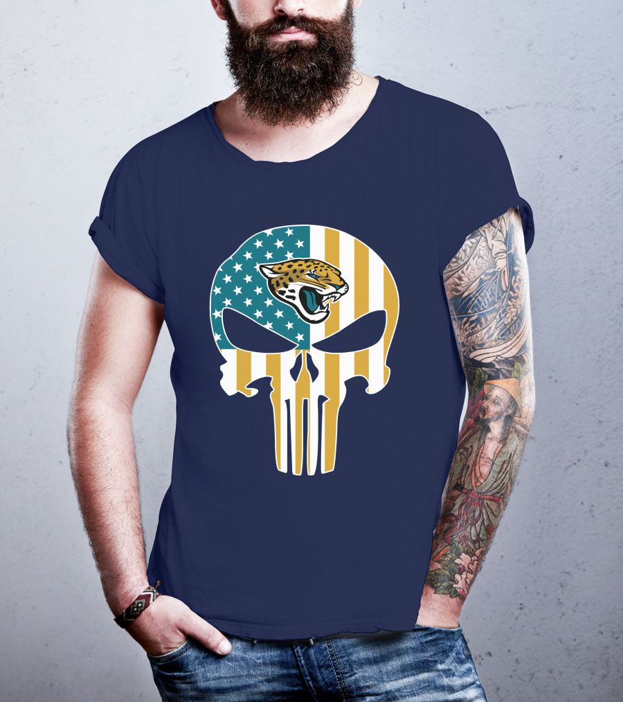 Jacksonville Jaguars The Punisher American Flag Logo 18 T-Shirt
