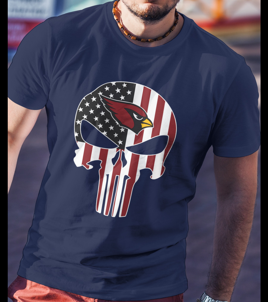 Arizona Cardinals The Punisher American Flag Skull T-Shirt