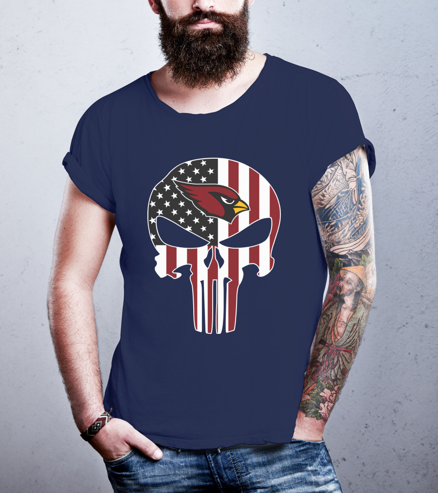 Arizona Cardinals The Punisher American Flag Skull T-Shirt