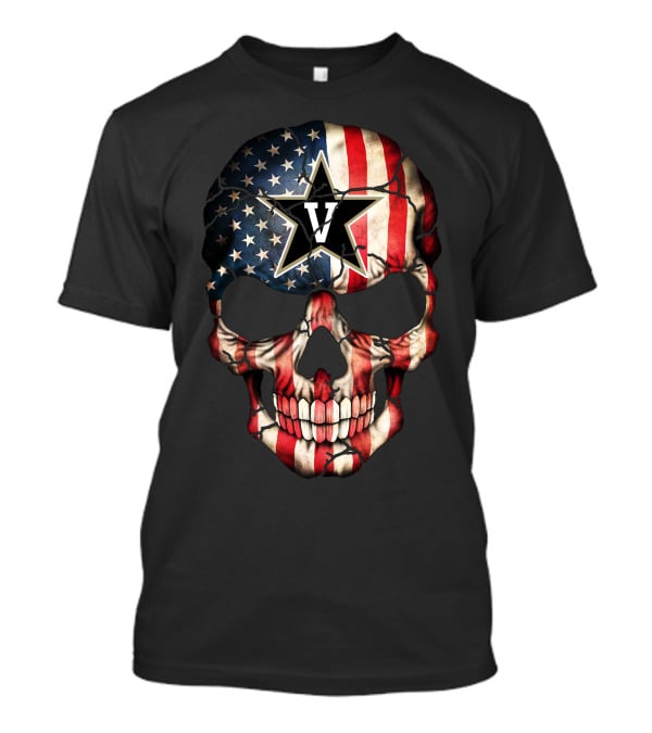 American Flag Skull Vanderbilt Commodores Star T-Shirt