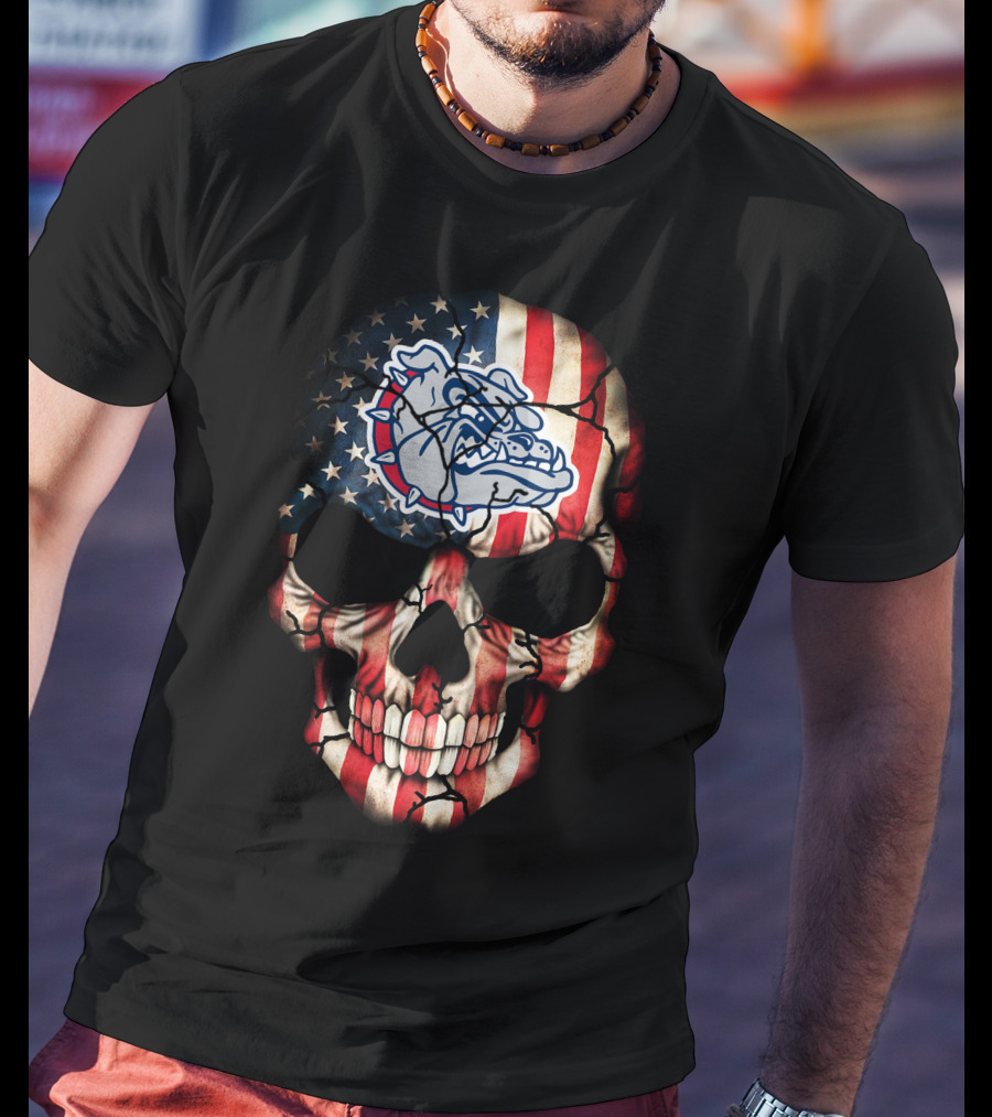 Gonzaga Bulldogs American Flag Skull T-Shirt