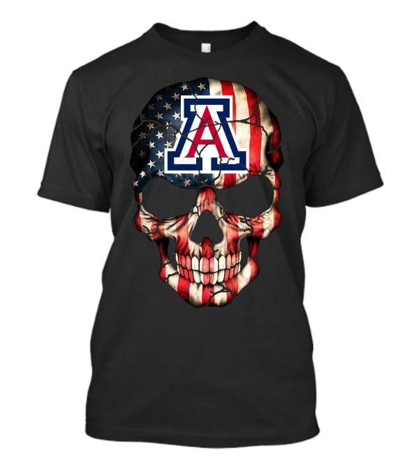 Arizona Wildcats American Flag Skull T-Shirt