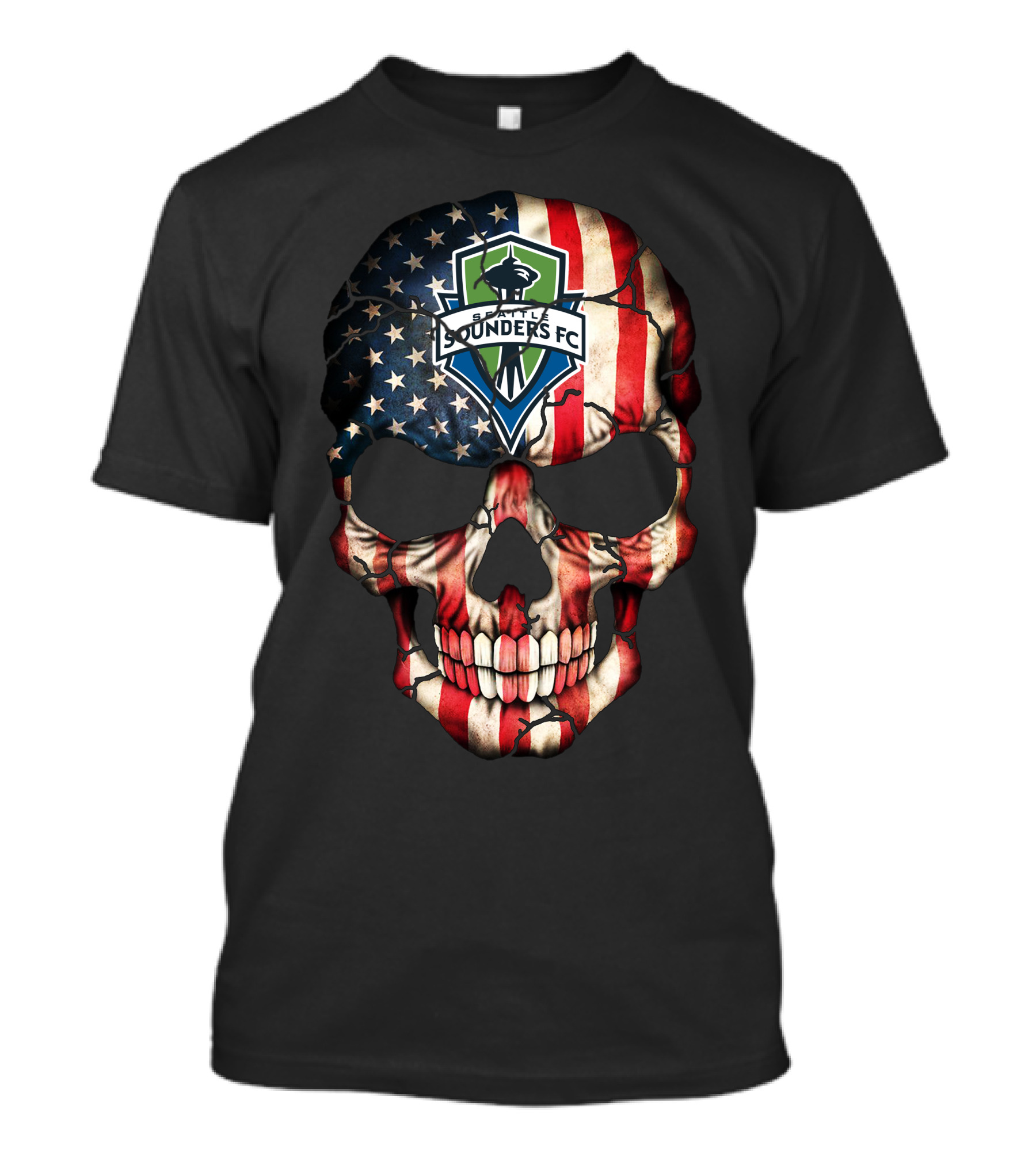 Seattle Sounders Fc American Flag Skull T-Shirt