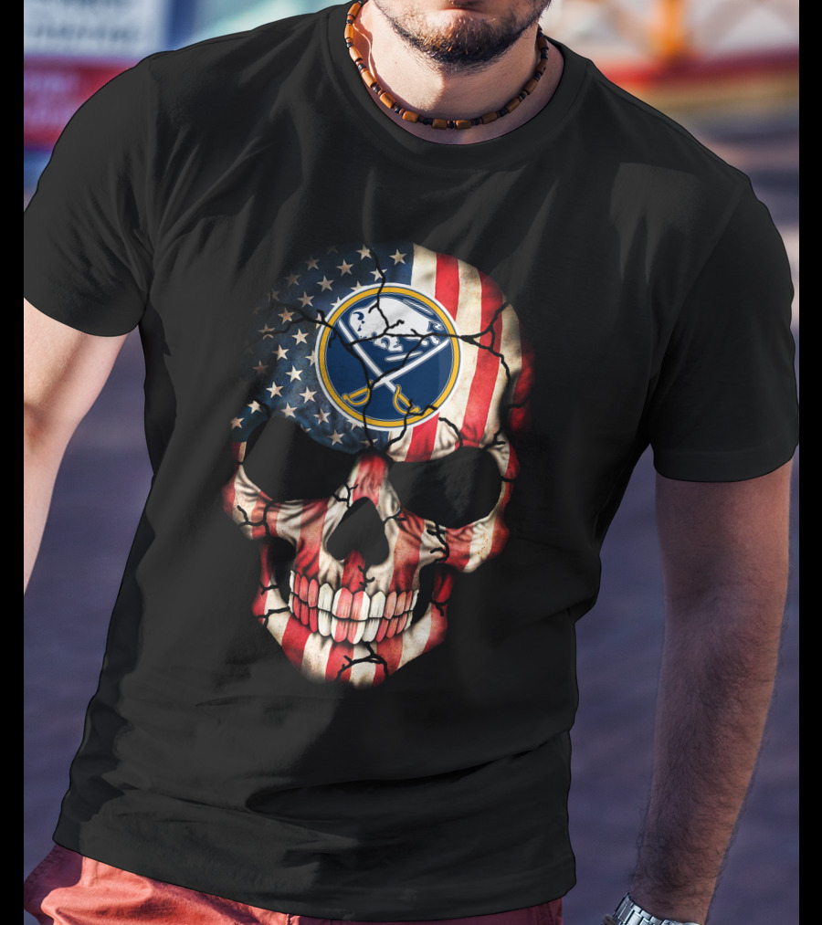 Buffalo Sabres American Flag Skull T-Shirt