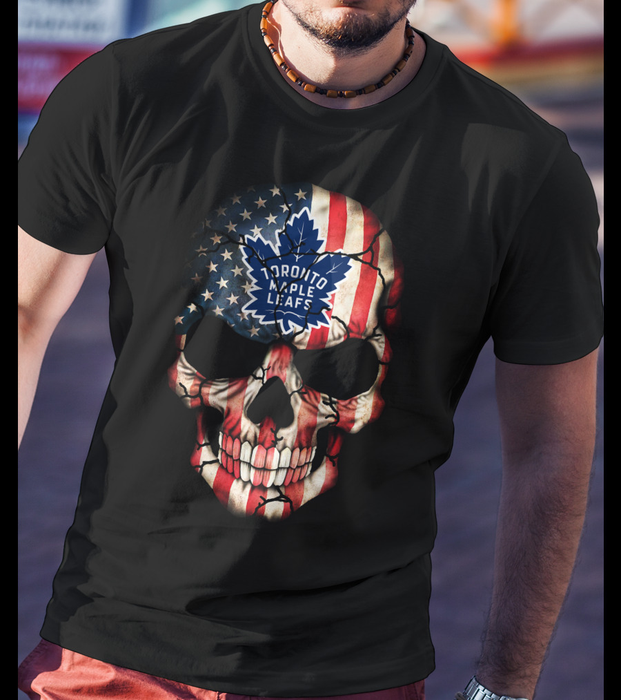 Toronto Maple Leafs American Flag Skull T-Shirt