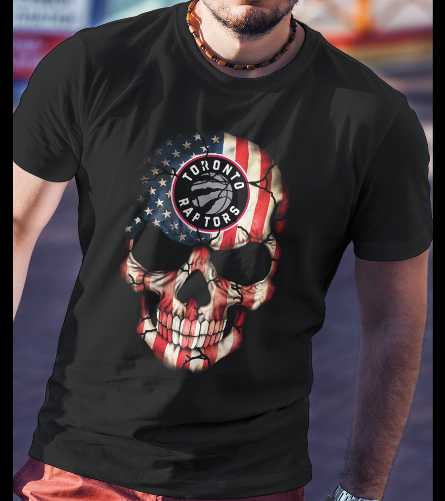 Toronto Raptors American Flag Skull T-Shirt