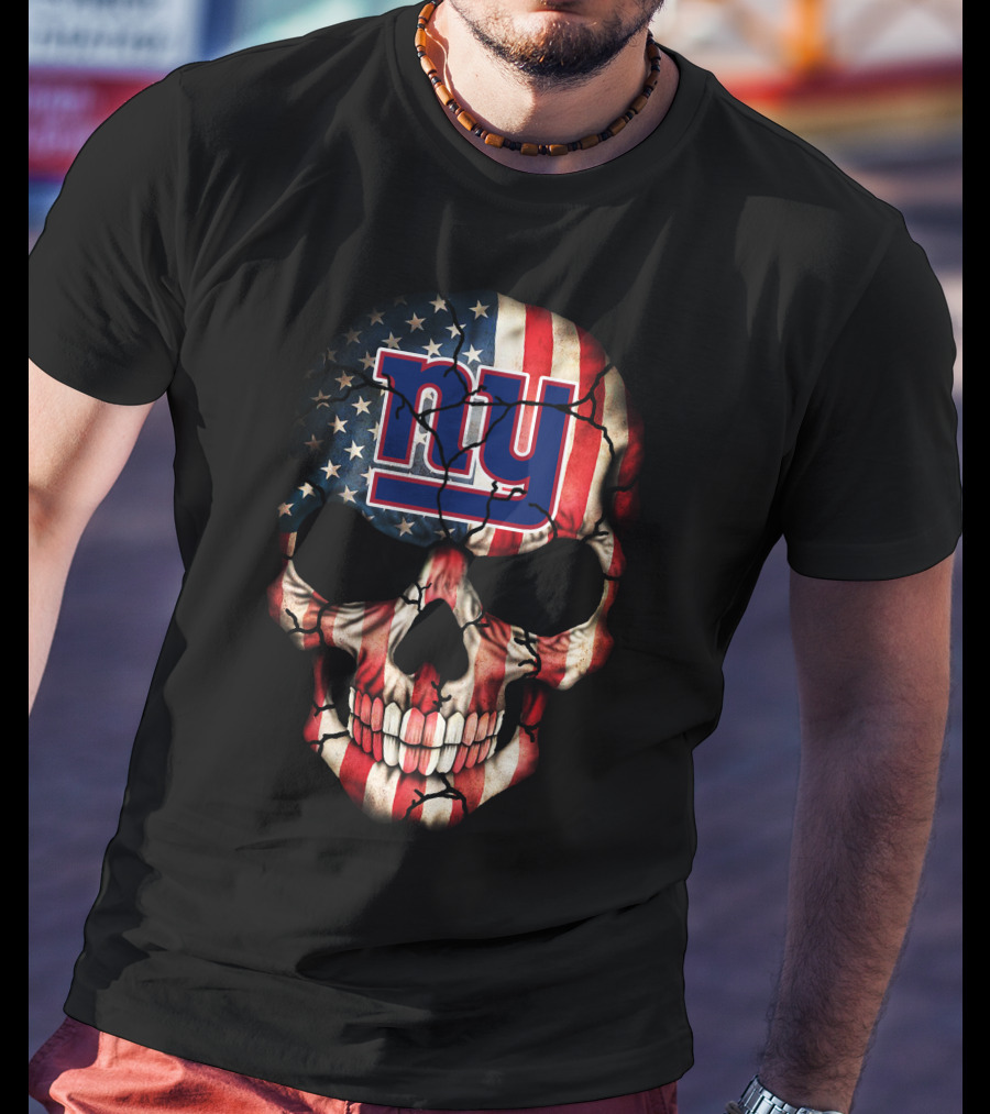 New York Giants American Flag Skull 250 T-Shirt