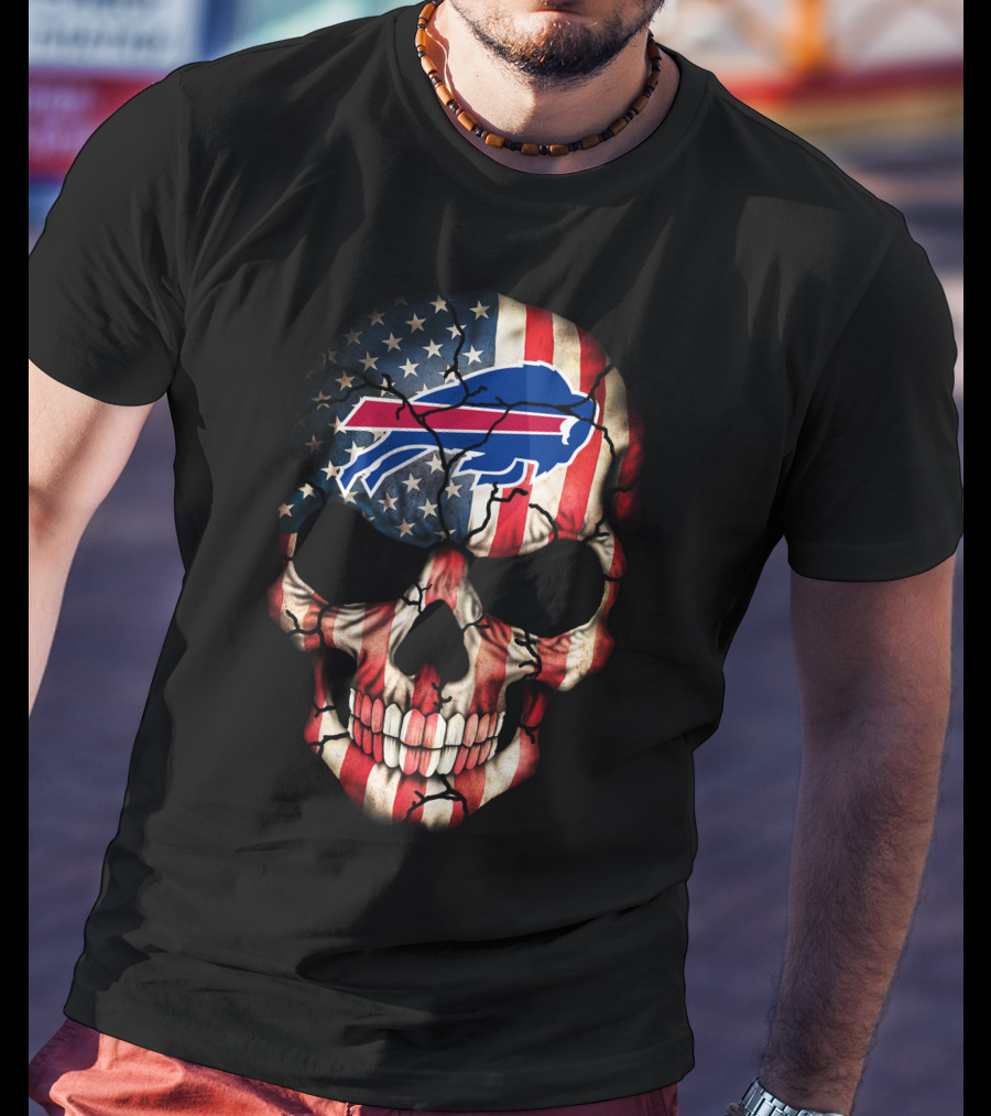 Buffalo Bills American Flag Skull 270 T-Shirt