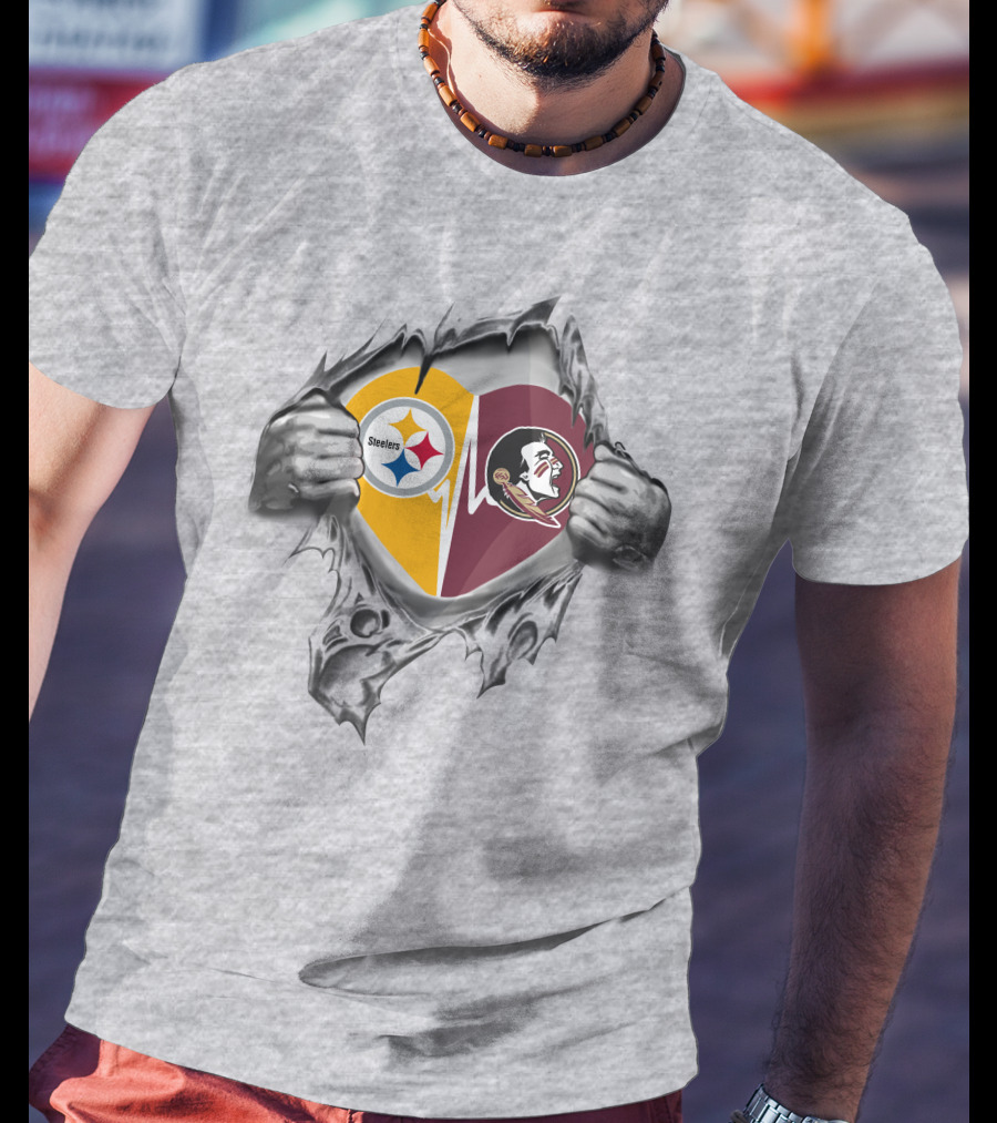 Steelers Florida State Seminoles Heart T-Shirt