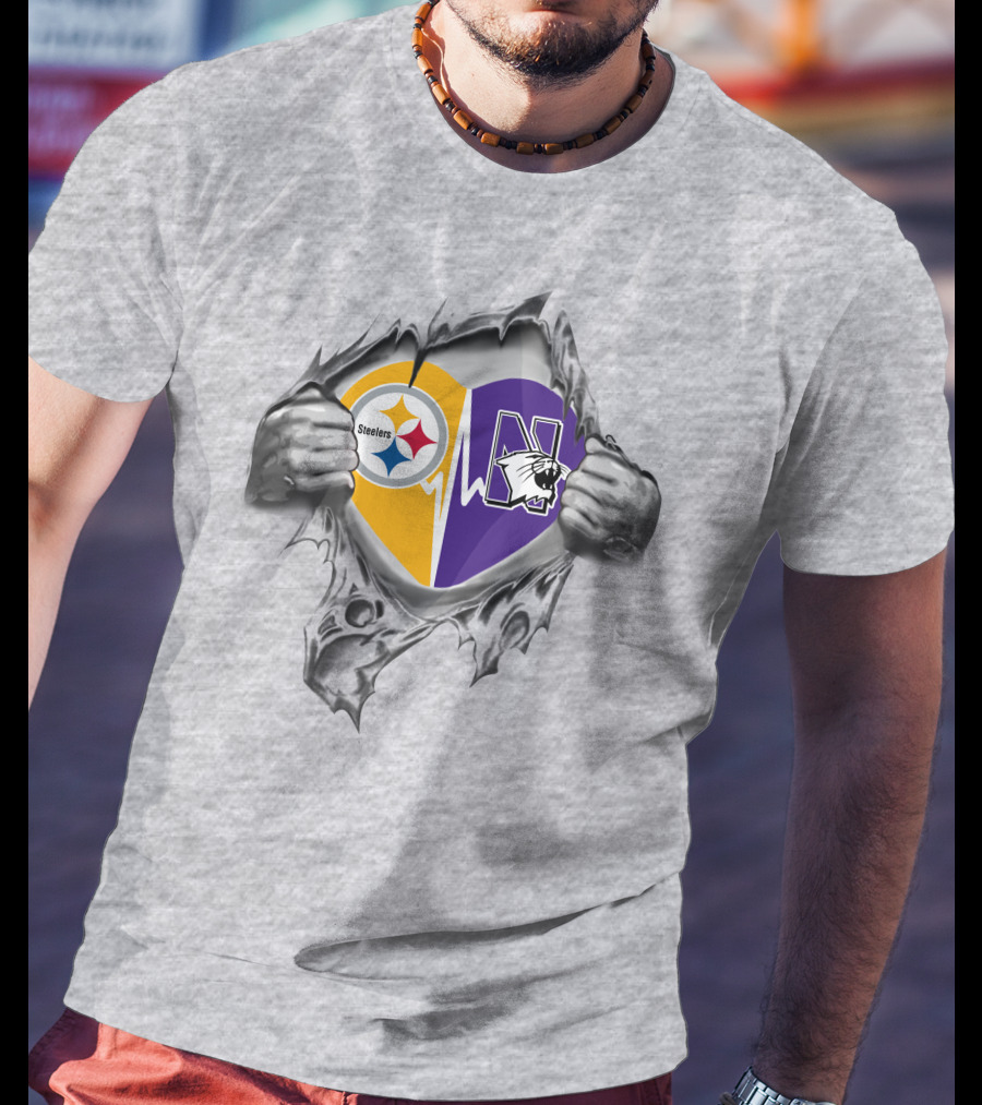 Steelers Northwestern Wildcats Heartbeat Passion T-Shirt
