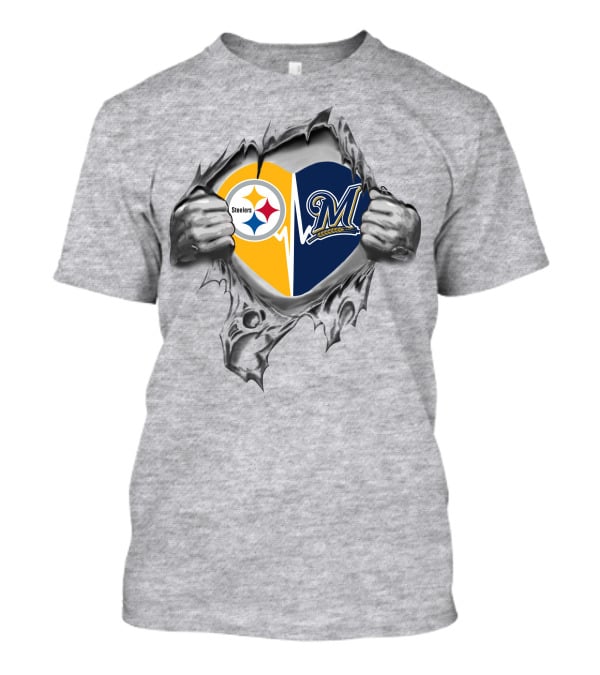 Steelers Milwaukee Brewers Heart Steelers Brewers Fandom T-Shirt