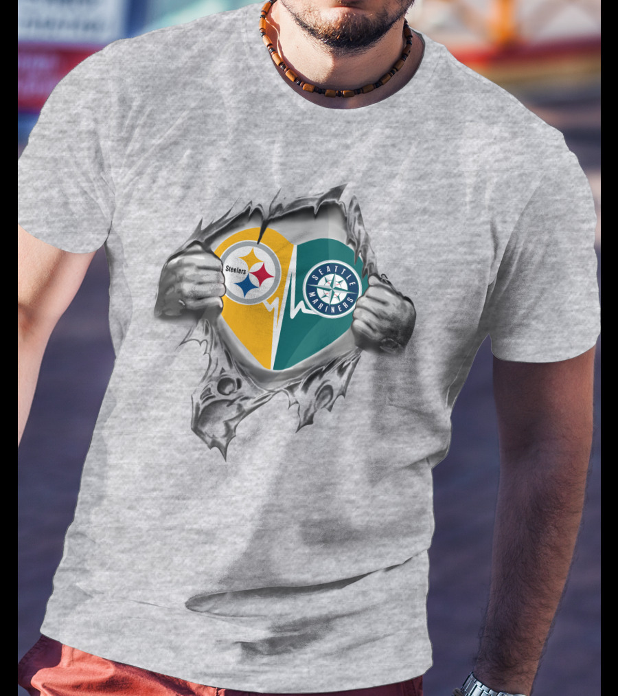 Steelers Seattle Mariners Heartbeat Loyalty Fusion T-Shirt