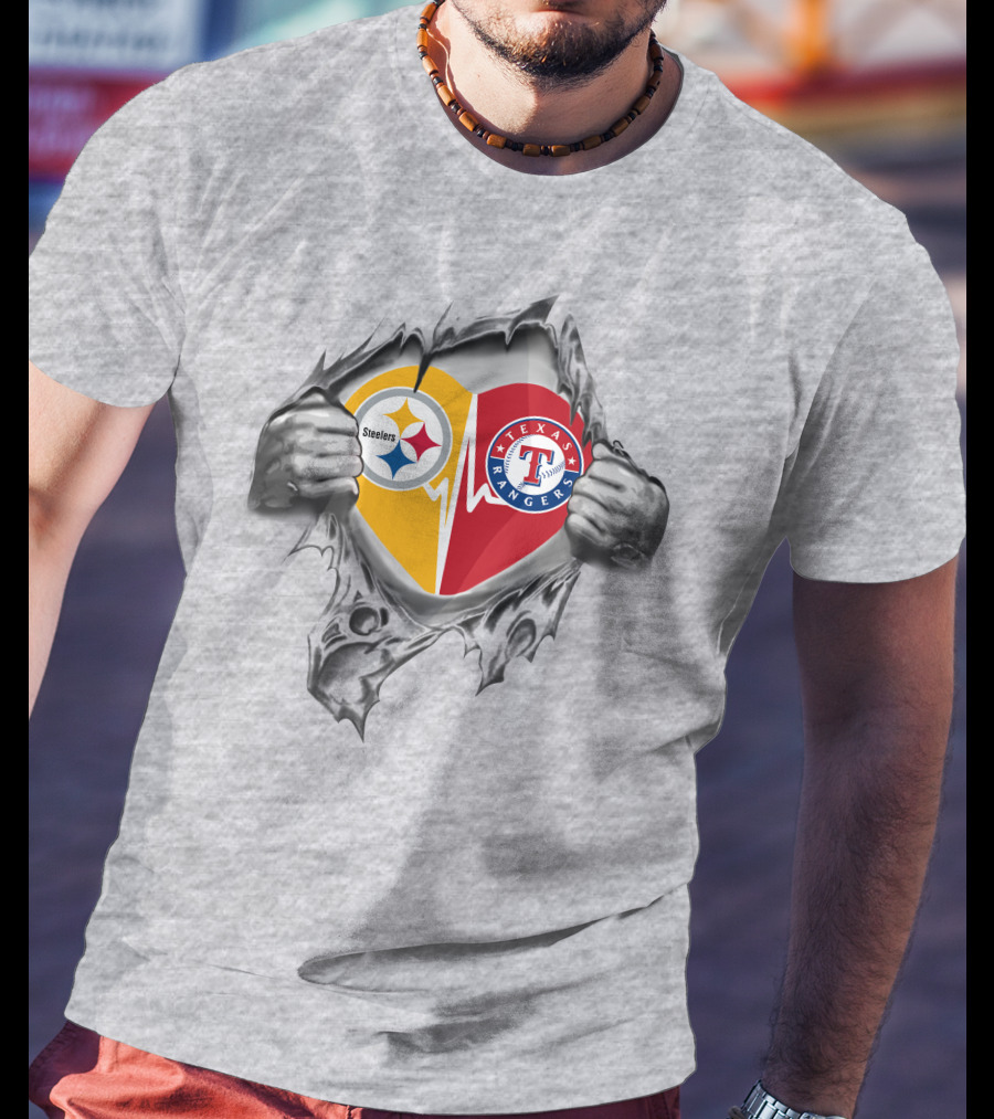 Steelers Texas Rangers Heartbeat Passion Fusion T-Shirt