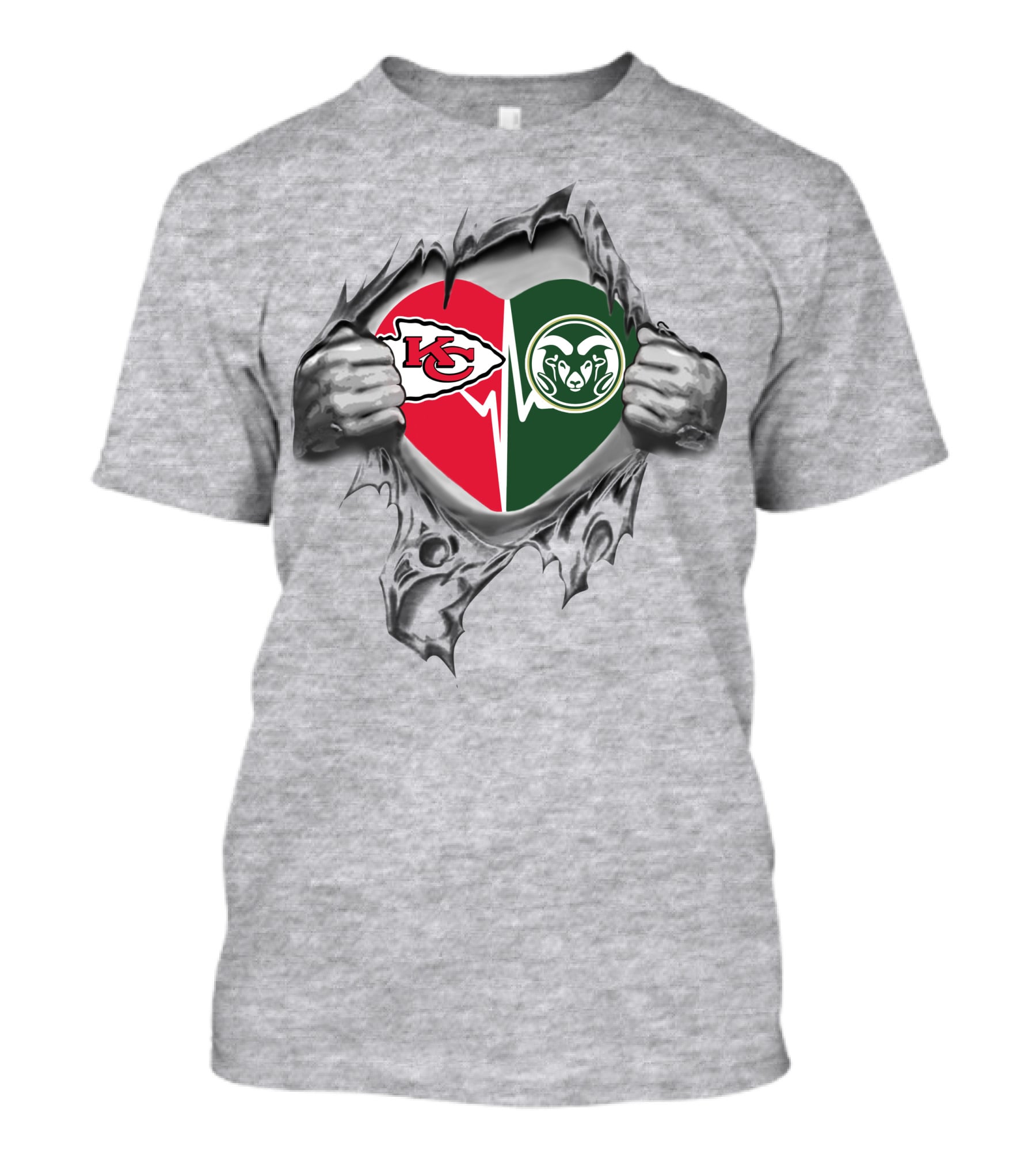 Chiefs Colorado State Rams Heart T-Shirt
