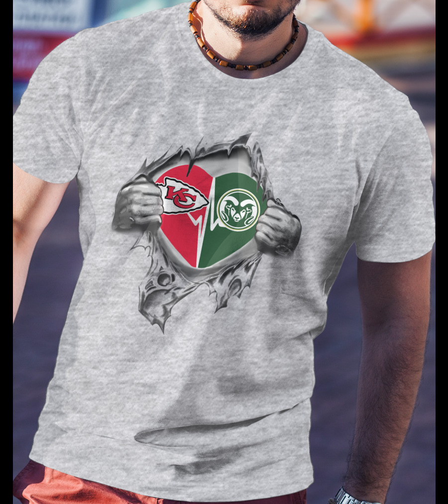 Chiefs Colorado State Rams Heart T-Shirt