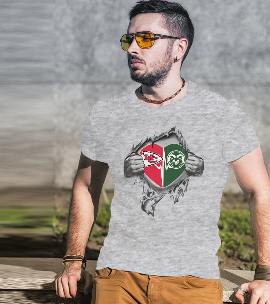 Chiefs Colorado State Rams Heart T-Shirt