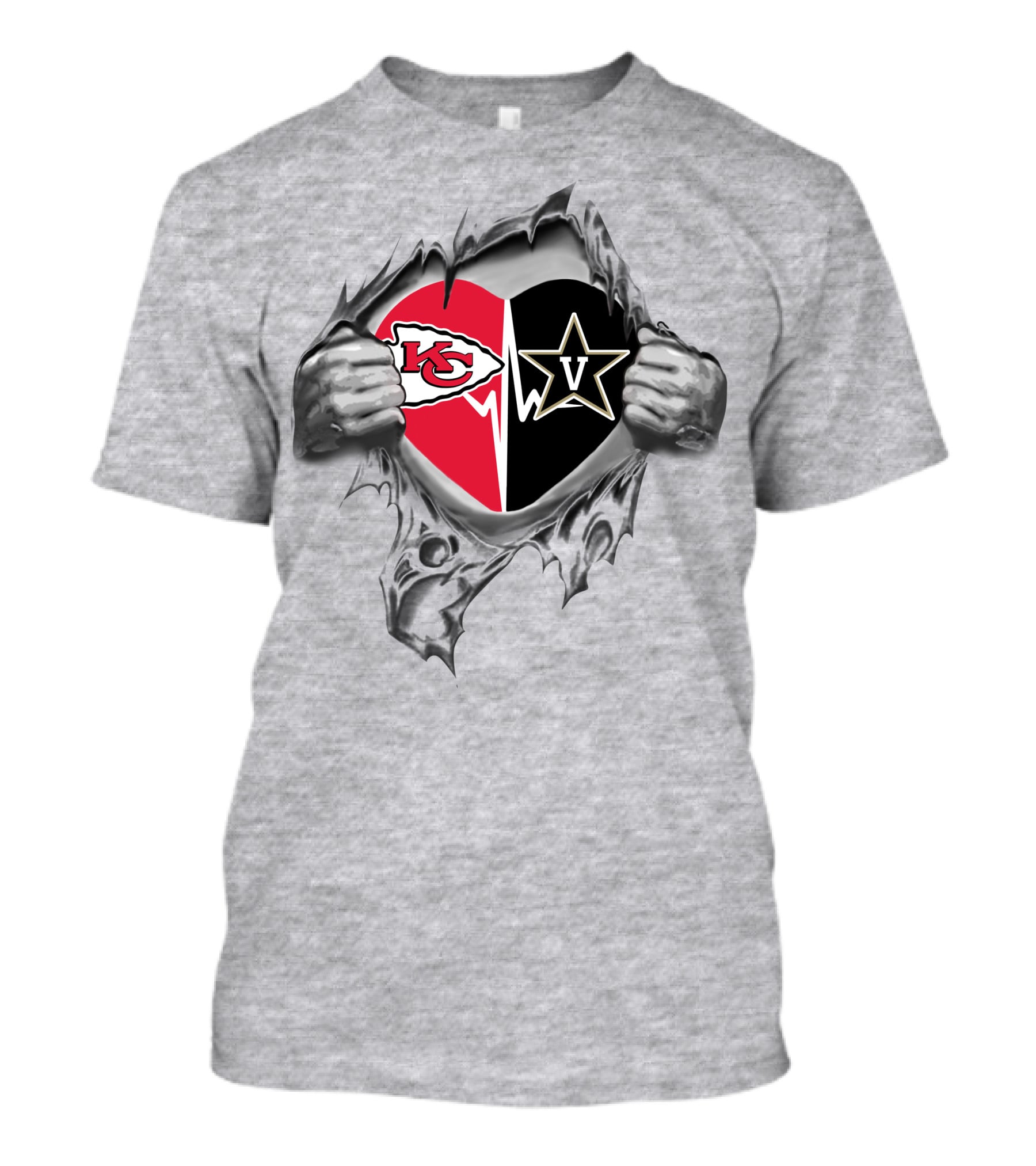 Chiefs Vanderbilt Commodores Heart Split Logo Fusion T-Shirt