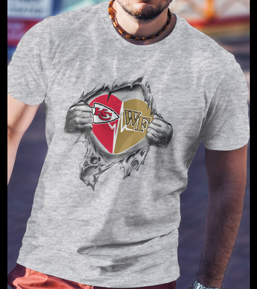 Chiefs Wake Forest Heart Logo Football Fan Pride T-Shirt