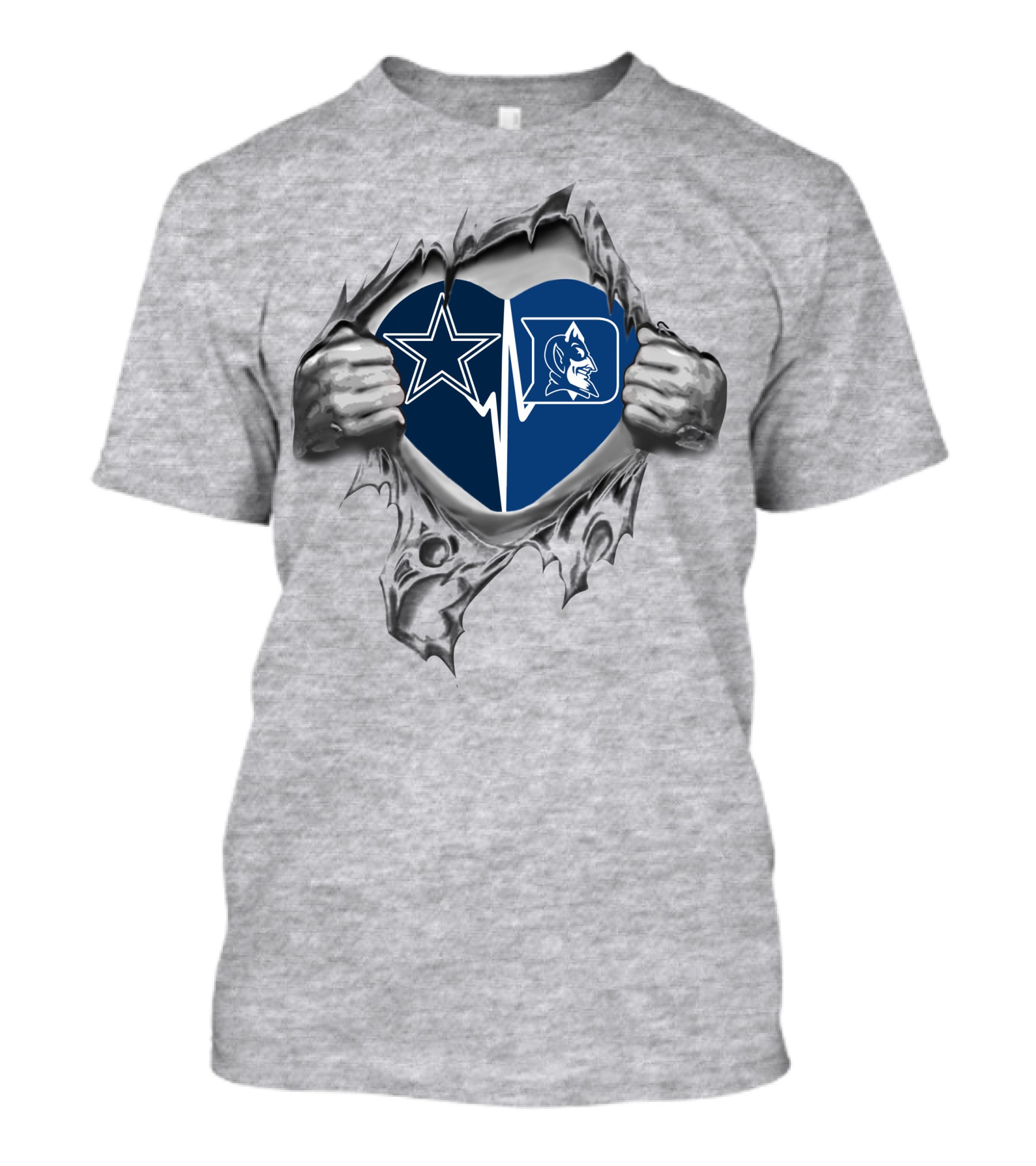 Cowboys Duke Heartbeat Star And Blue Devil Heart T-Shirt