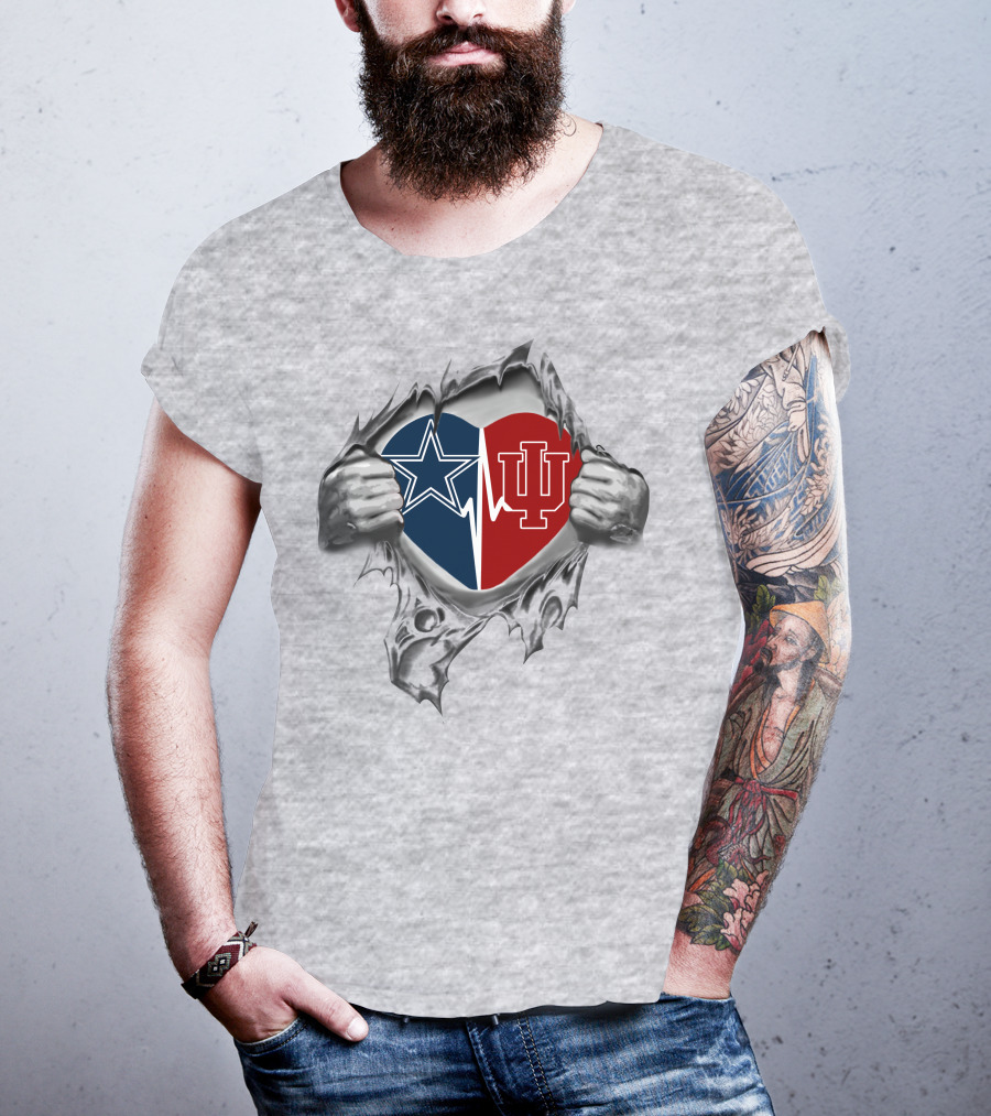 Dallas Cowboys Indiana Hoosiers Heartbeat Fan Love T-Shirt