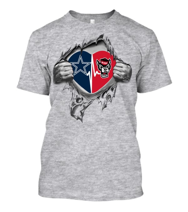Cowboys Nc State Wolfpack Heartbeat Fan Passion T-Shirt