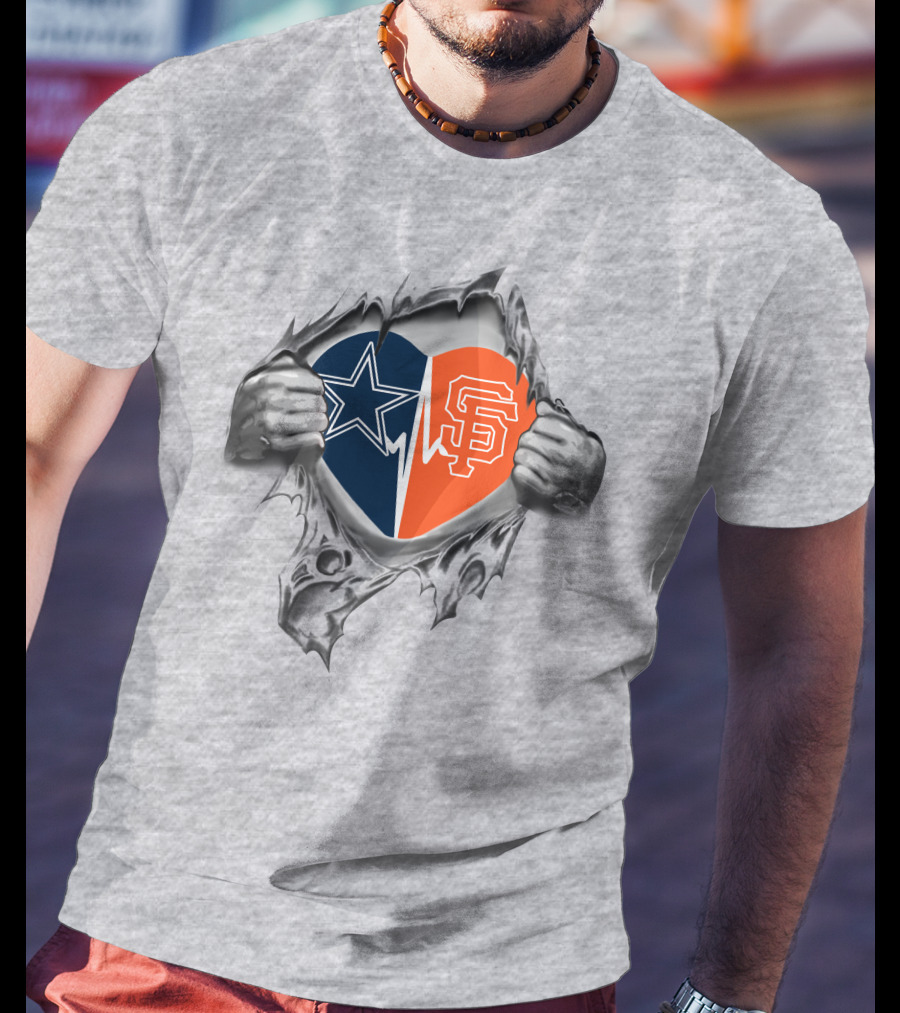Cowboys San Francisco Giants Heartbeat Love T-Shirt
