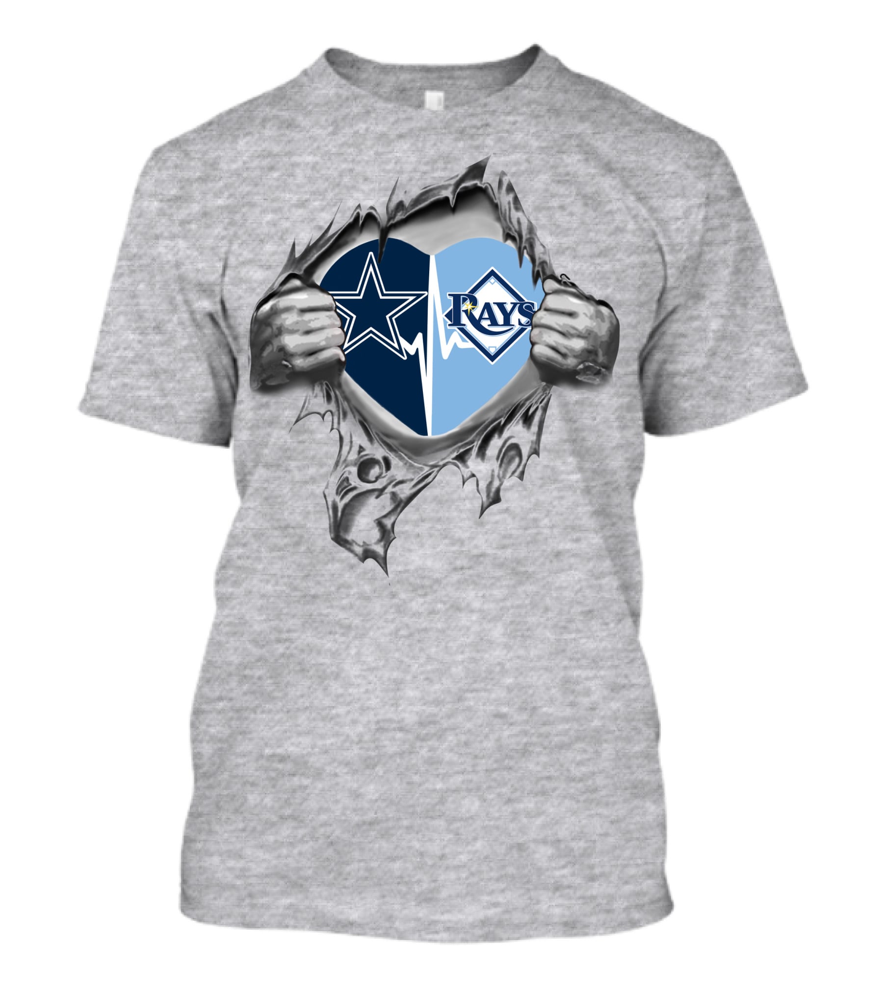 Cowboys Tampa Bay Rays Star Logo Heart T-Shirt