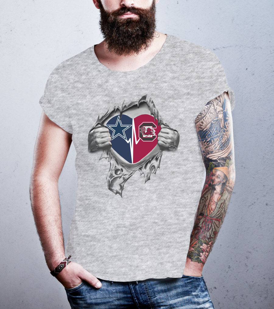 Cowboys Star South Carolina Gamecocks Heart T-Shirt